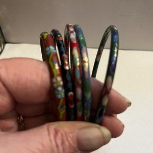 1980s Multi-Colored Cloisonne Enameled Bangles (set of 5)